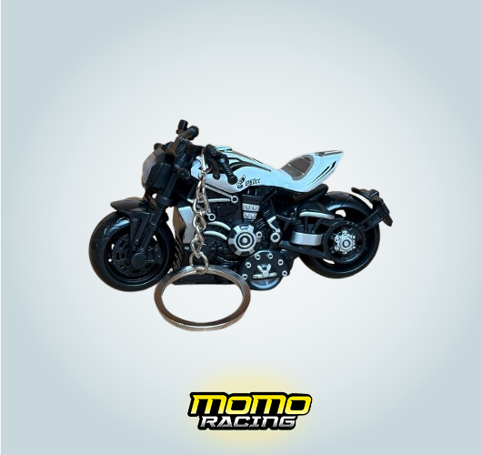 White B Motorcycle keyring