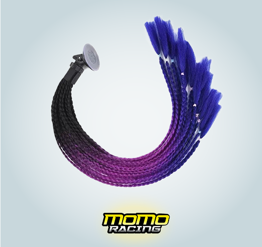 Purple B Helmet hair